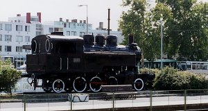 Steam loco 376.649, exhibited at Siófok station
