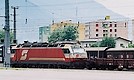 Electric locomotive 1822 005, a so-called 'Brennerlok' is idling in the station.
Since then, this loco has been sold to the Polish company PTKiGK Rybnik.