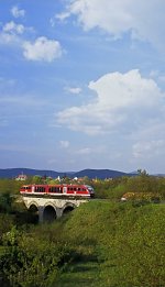 Desiro on the viaduct, heading to Budapest