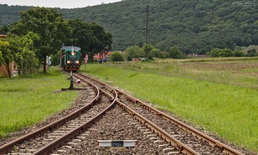 Der anschliessende Zug kommt aus Richtung Szob an. 
